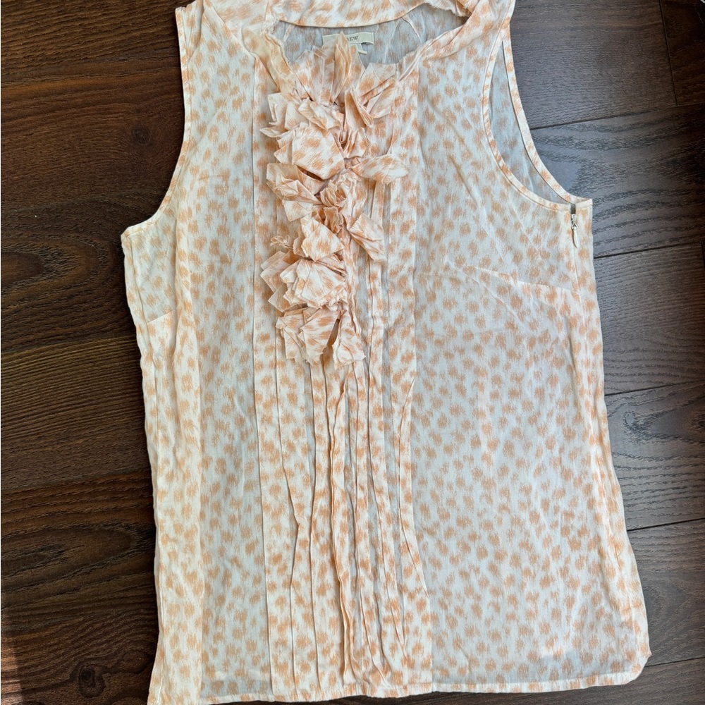 J. Crew Light Peach Patterned Sleeveless Blouse